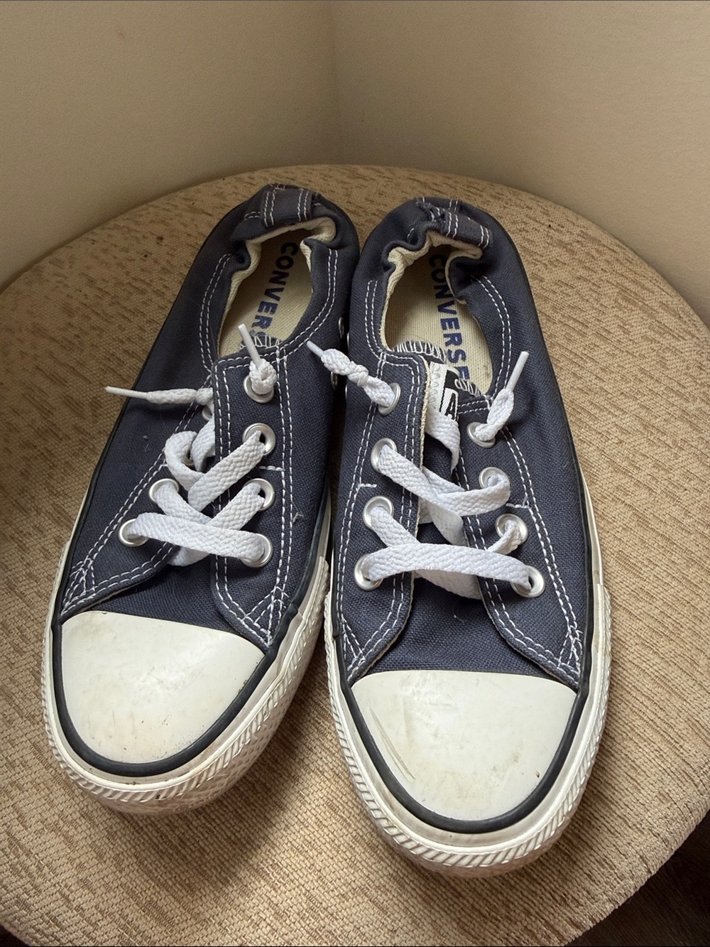 Converse Womens Low Top Canvas Sneakers - Navy Blue with White Accents